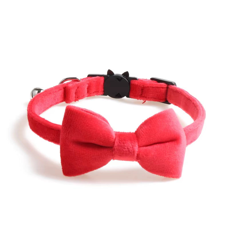 Collier En Velours Solide Avec Cloche Pour Chat, Nministériels D Papillon, Accessoire De Sécurité Réglable Pour Chiot, Chihuahua