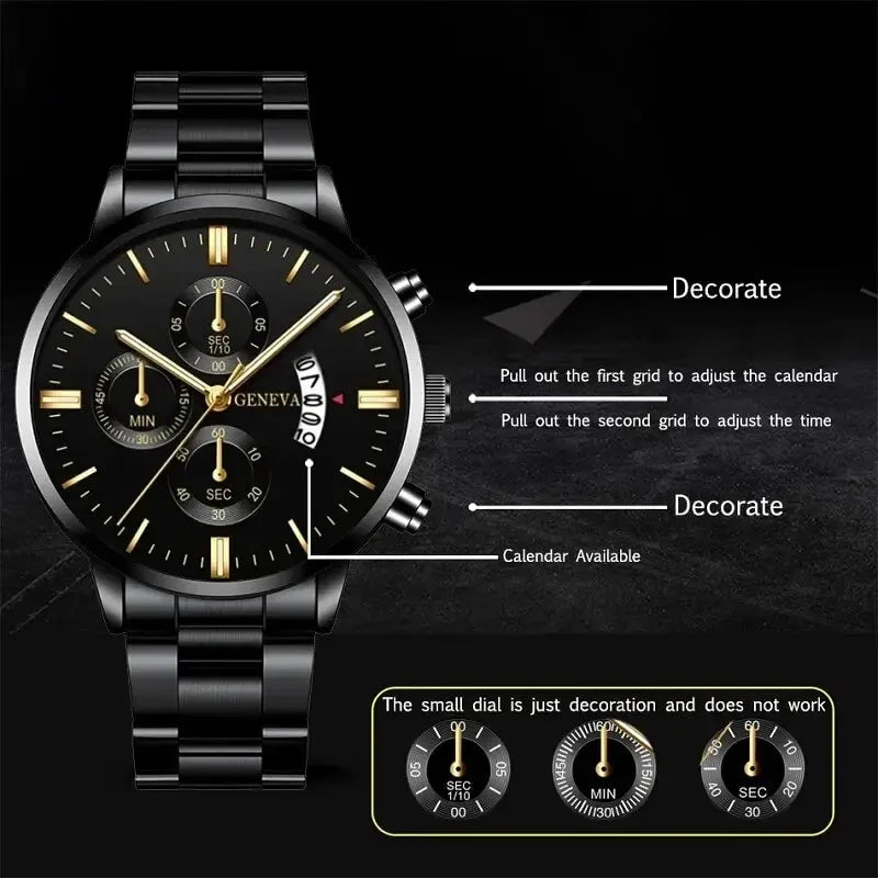 Mode Hommes Montre En Acier Inoxydable Calendrier De Luxe Montre-Bracelet À Quartz Hommes Montres D'Affaires Pour Homme Horloge Montre Homme