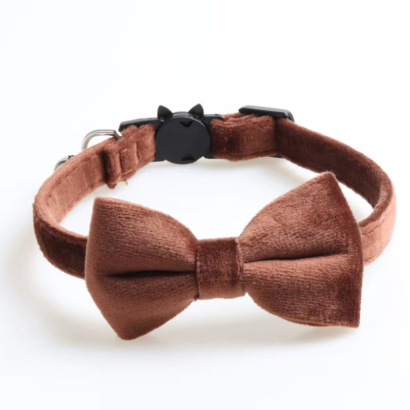 Collier En Velours Solide Avec Cloche Pour Chat, Nministériels D Papillon, Accessoire De Sécurité Réglable Pour Chiot, Chihuahua