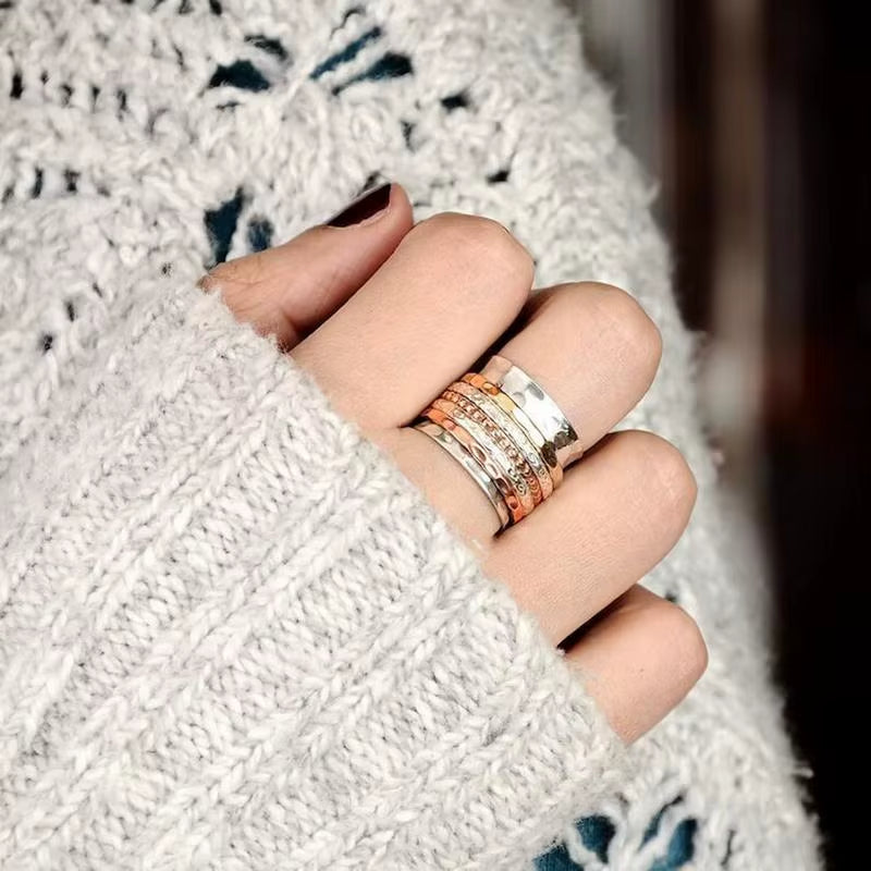Rotating Ring Spinner Ring for Women Anxiety Reliefs Ring Band Daughter Ring from Mom Adjustable Ring for Women or Girls