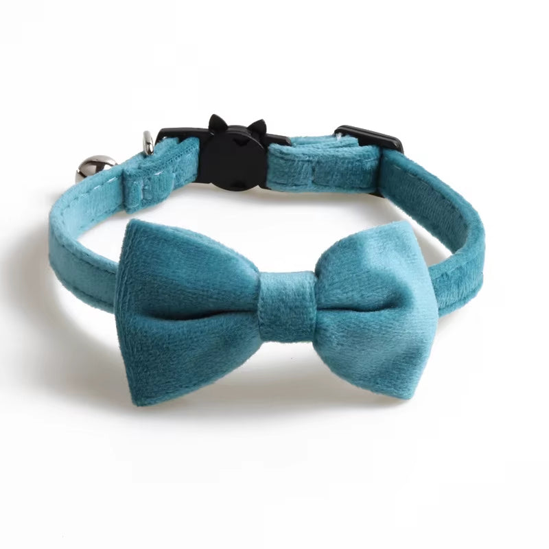 Collier En Velours Solide Avec Cloche Pour Chat, Nministériels D Papillon, Accessoire De Sécurité Réglable Pour Chiot, Chihuahua