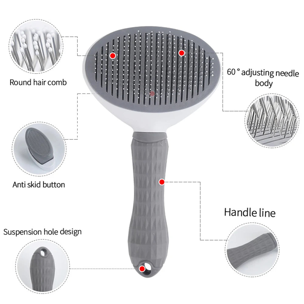 Peigne D'Épilation Pour Chiens, Brosse De Toilettage En Acier Inoxydable, Peignes Pour Chats, Brosses Automatiques Antidérapantes Pour Chiens Et Chats
