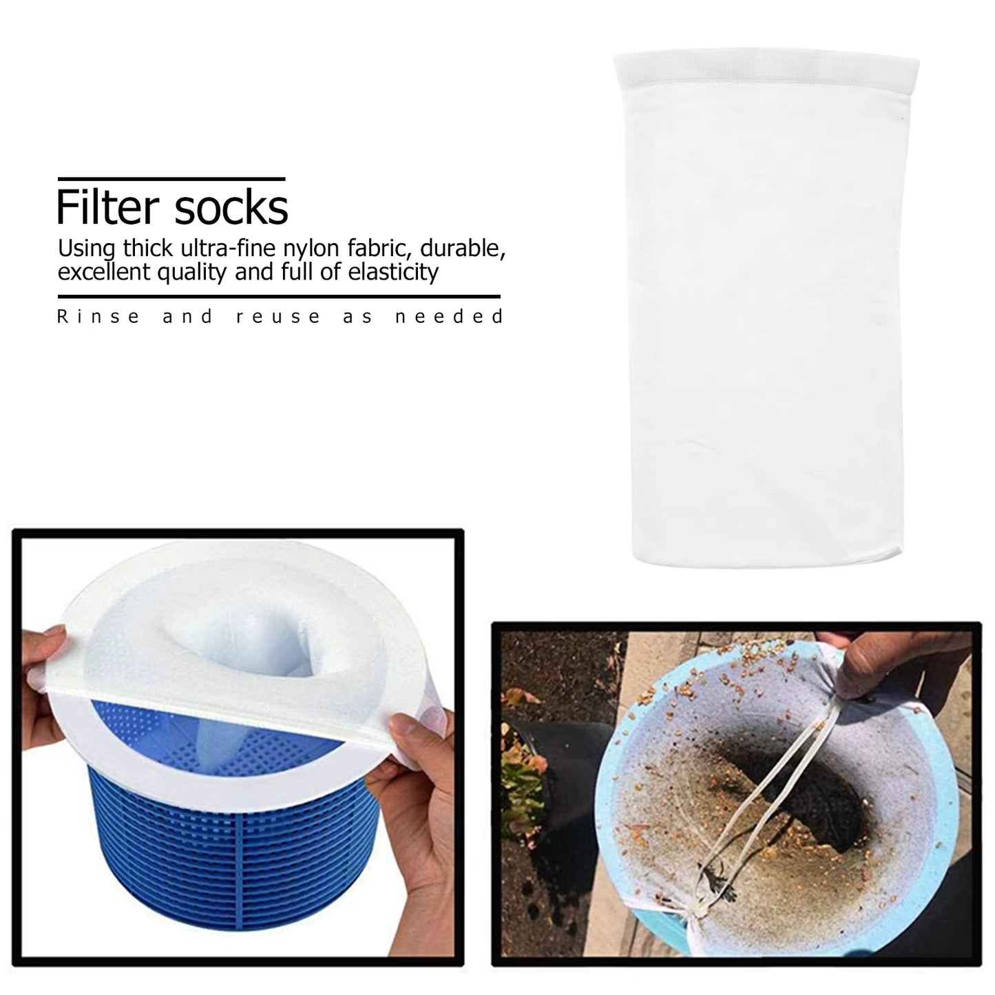 Chaussettes D'Écumage De Piscine, 5/10 Pièces, Parfait Pour La Maison, Conception En Maille De Nylon Pour Filtres, Paniers, Accessoires