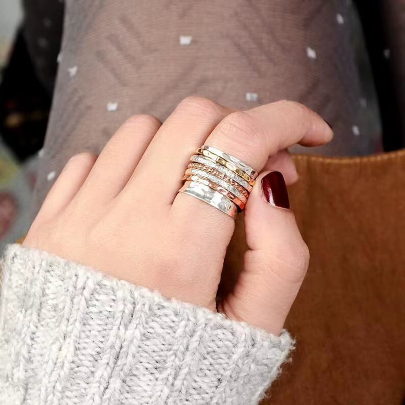 Rotating Ring Spinner Ring for Women Anxiety Reliefs Ring Band Daughter Ring from Mom Adjustable Ring for Women or Girls