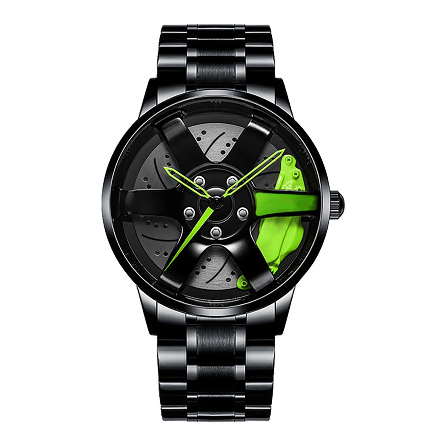 Cool Et Cool Mode Acier Inoxydable Hommes Montre-Bracelet À Quartz Cadran Sport Voiture Jante Roue Moyeu Montre Affaires Luxe Montres-Bracelets