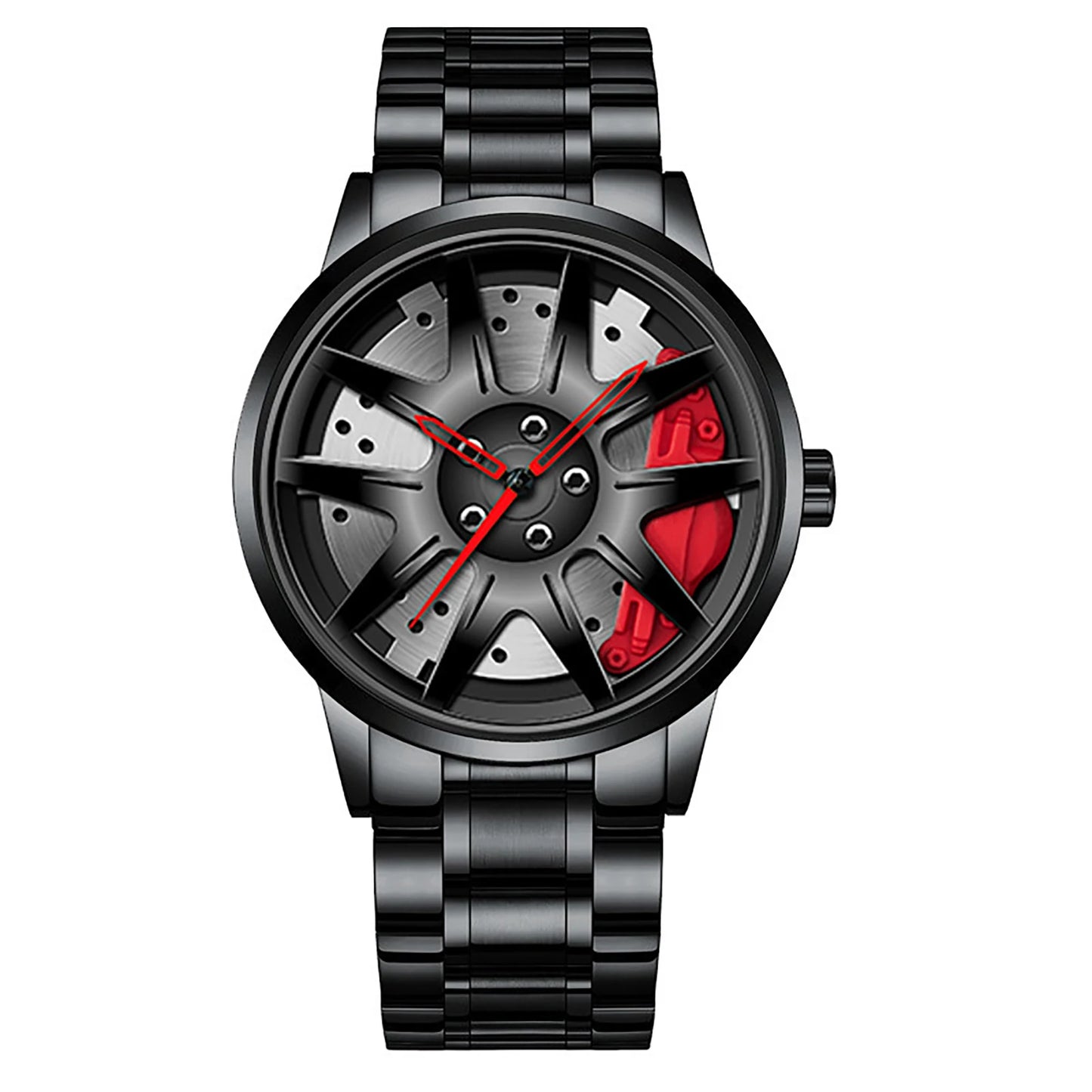 Cool Et Cool Mode Acier Inoxydable Hommes Montre-Bracelet À Quartz Cadran Sport Voiture Jante Roue Moyeu Montre Affaires Luxe Montres-Bracelets