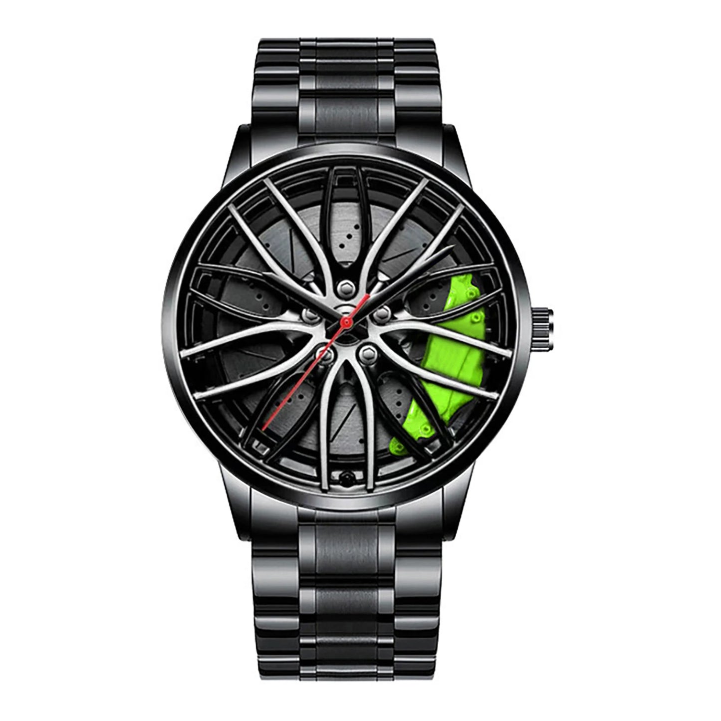 Cool Et Cool Mode Acier Inoxydable Hommes Montre-Bracelet À Quartz Cadran Sport Voiture Jante Roue Moyeu Montre Affaires Luxe Montres-Bracelets