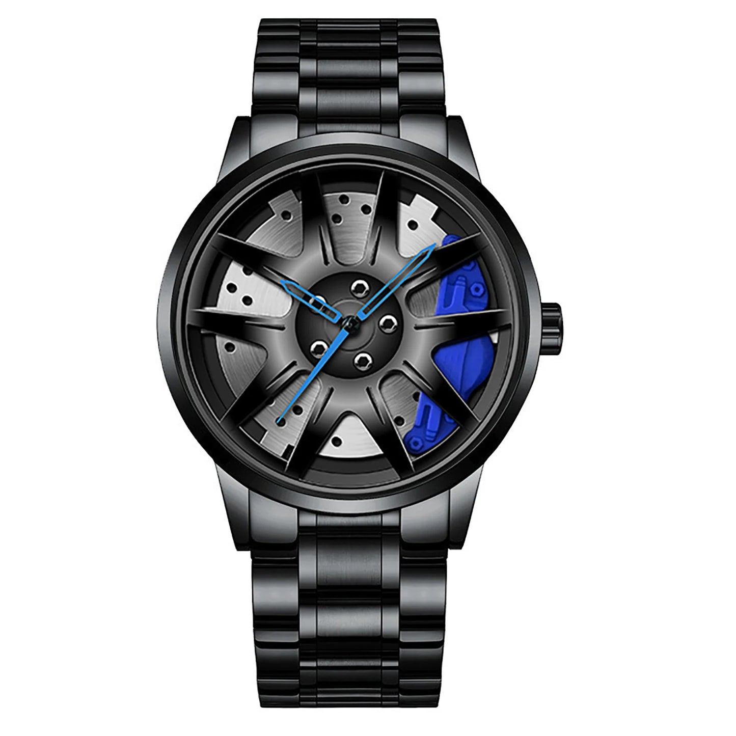 Cool Et Cool Mode Acier Inoxydable Hommes Montre-Bracelet À Quartz Cadran Sport Voiture Jante Roue Moyeu Montre Affaires Luxe Montres-Bracelets
