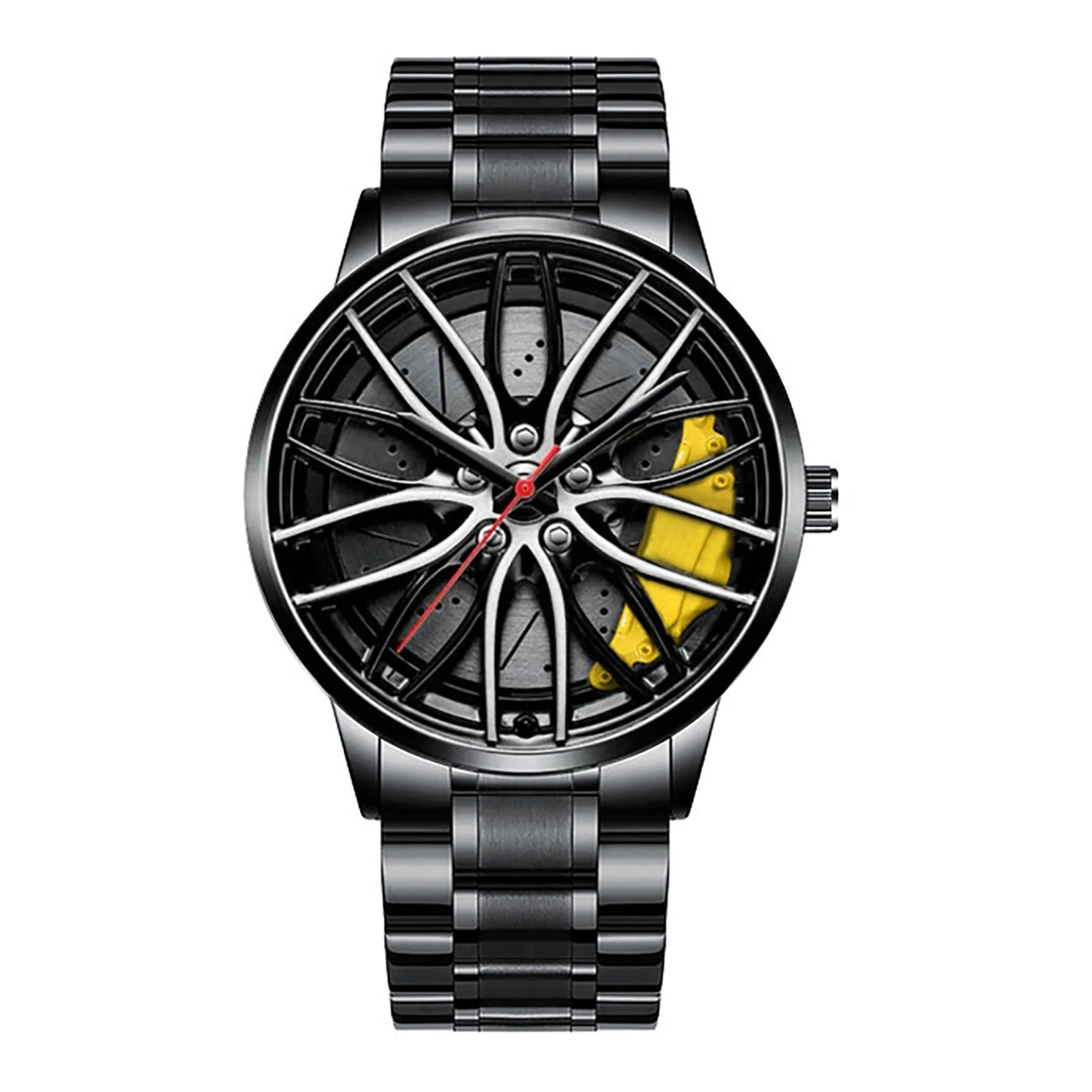 Cool Et Cool Mode Acier Inoxydable Hommes Montre-Bracelet À Quartz Cadran Sport Voiture Jante Roue Moyeu Montre Affaires Luxe Montres-Bracelets