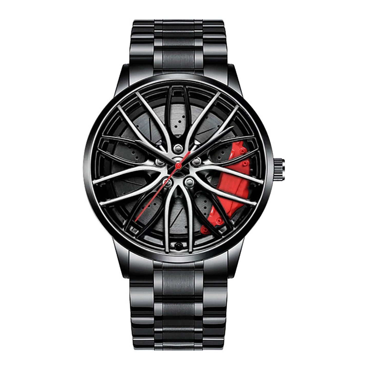 Cool Et Cool Mode Acier Inoxydable Hommes Montre-Bracelet À Quartz Cadran Sport Voiture Jante Roue Moyeu Montre Affaires Luxe Montres-Bracelets
