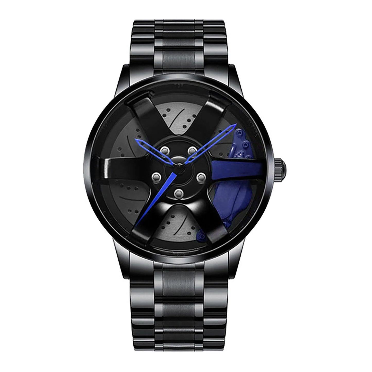 Cool Et Cool Mode Acier Inoxydable Hommes Montre-Bracelet À Quartz Cadran Sport Voiture Jante Roue Moyeu Montre Affaires Luxe Montres-Bracelets