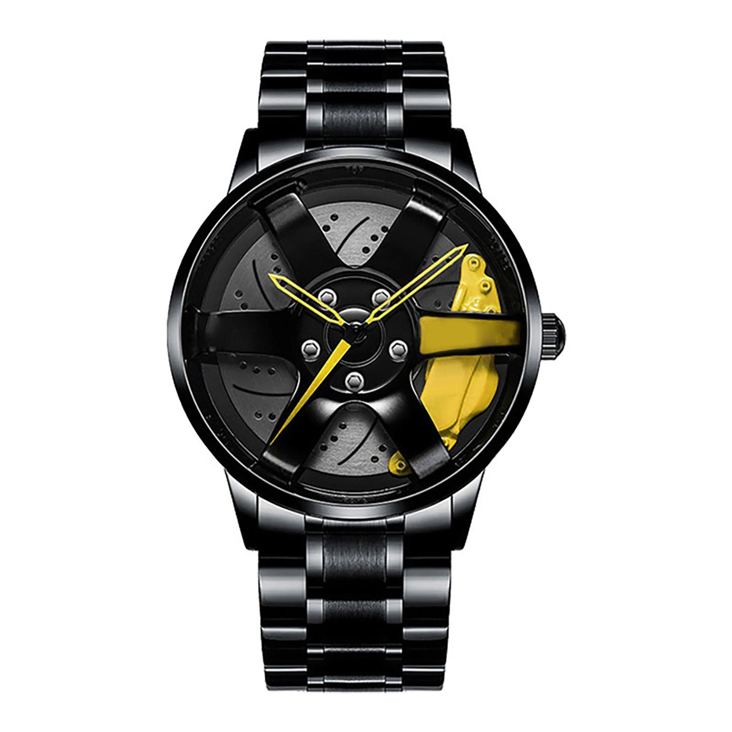 Cool Et Cool Mode Acier Inoxydable Hommes Montre-Bracelet À Quartz Cadran Sport Voiture Jante Roue Moyeu Montre Affaires Luxe Montres-Bracelets