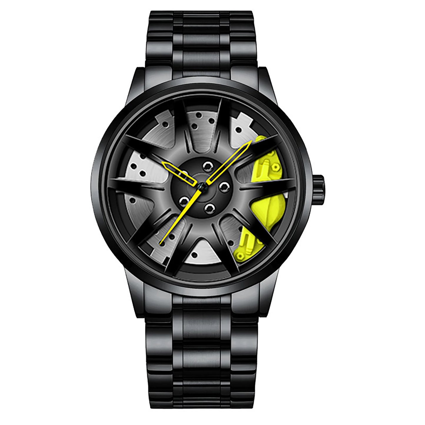 Cool Et Cool Mode Acier Inoxydable Hommes Montre-Bracelet À Quartz Cadran Sport Voiture Jante Roue Moyeu Montre Affaires Luxe Montres-Bracelets