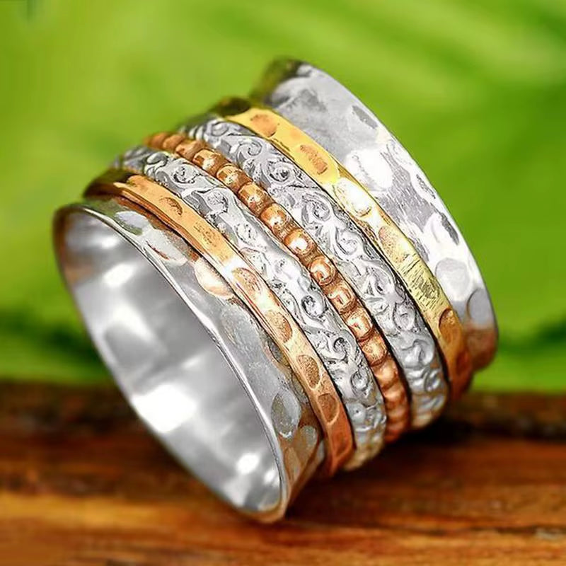 Rotating Ring Spinner Ring for Women Anxiety Reliefs Ring Band Daughter Ring from Mom Adjustable Ring for Women or Girls