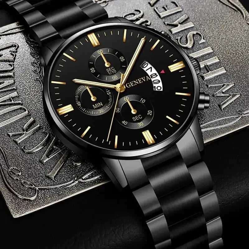 Mode Hommes Montre En Acier Inoxydable Calendrier De Luxe Montre-Bracelet À Quartz Hommes Montres D'Affaires Pour Homme Horloge Montre Homme