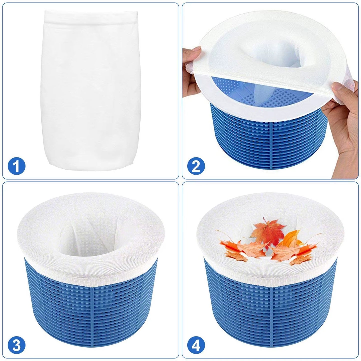 Chaussettes D'Écumage De Piscine, 5/10 Pièces, Parfait Pour La Maison, Conception En Maille De Nylon Pour Filtres, Paniers, Accessoires