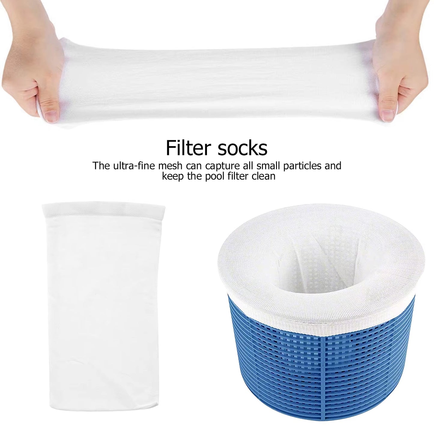 Chaussettes D'Écumage De Piscine, 5/10 Pièces, Parfait Pour La Maison, Conception En Maille De Nylon Pour Filtres, Paniers, Accessoires
