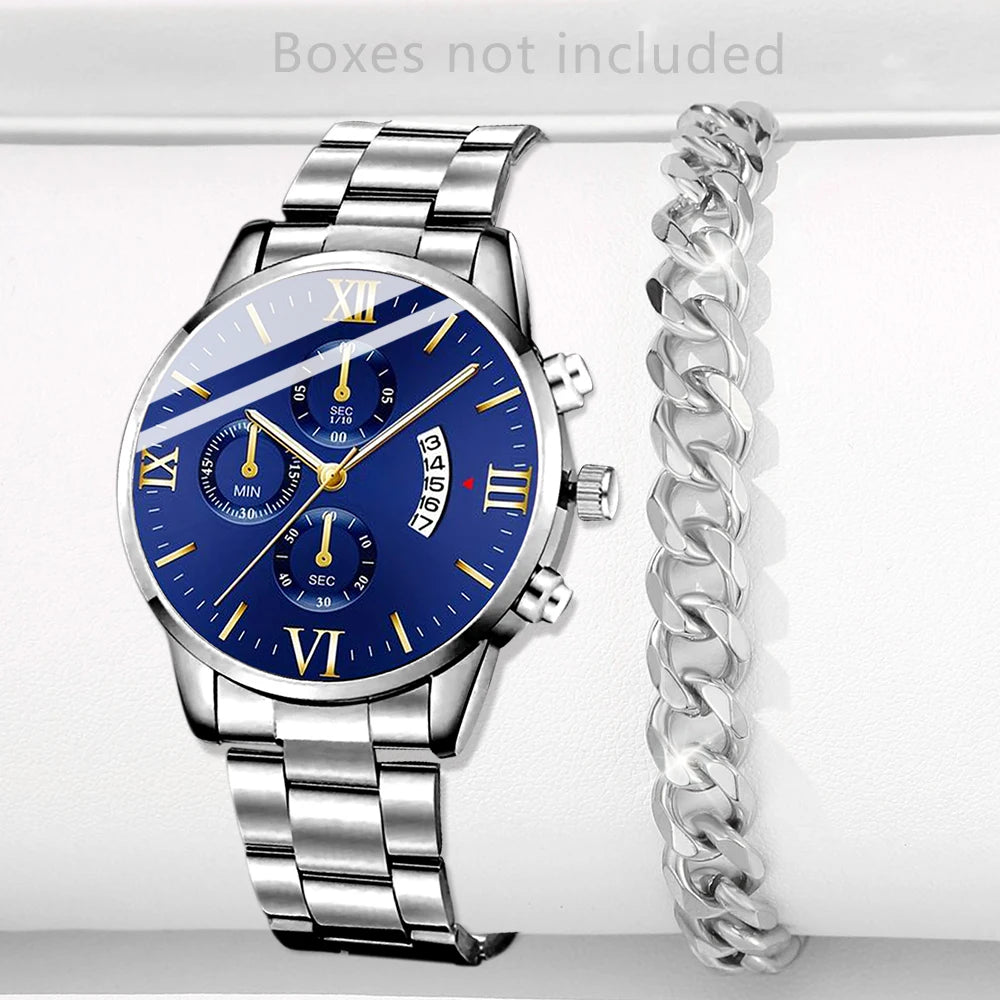 Mode Hommes Montre En Acier Inoxydable Calendrier De Luxe Montre-Bracelet À Quartz Hommes Montres D'Affaires Pour Homme Horloge Montre Homme
