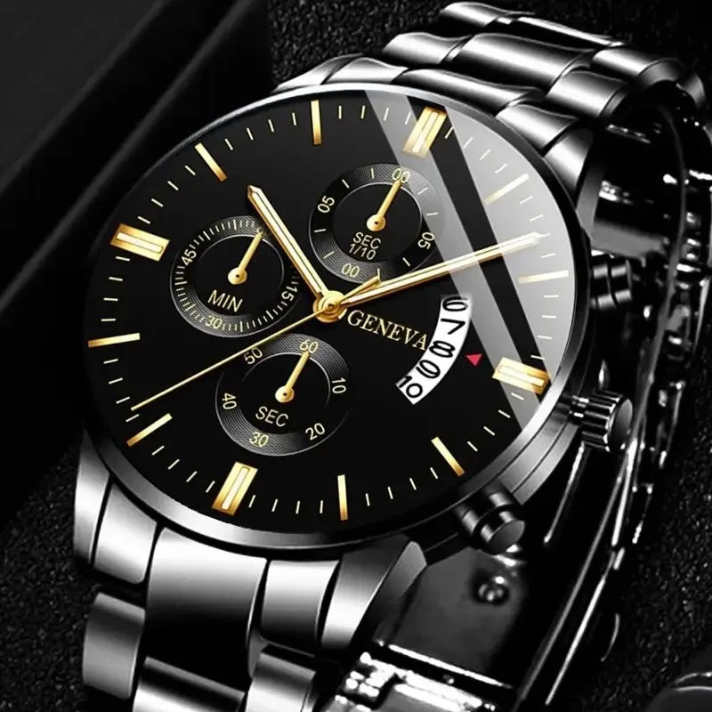 Mode Hommes Montre En Acier Inoxydable Calendrier De Luxe Montre-Bracelet À Quartz Hommes Montres D'Affaires Pour Homme Horloge Montre Homme