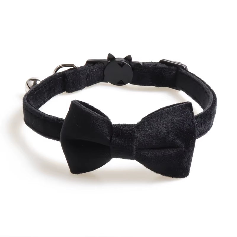 Collier En Velours Solide Avec Cloche Pour Chat, Nministériels D Papillon, Accessoire De Sécurité Réglable Pour Chiot, Chihuahua