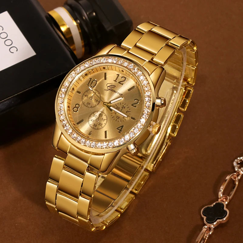 Montres Pour Femmes Genève Classique Luxe Montre Strass Femmes Montres Dames Mode or Montre Horloge Reloj Mujer Montre Femme