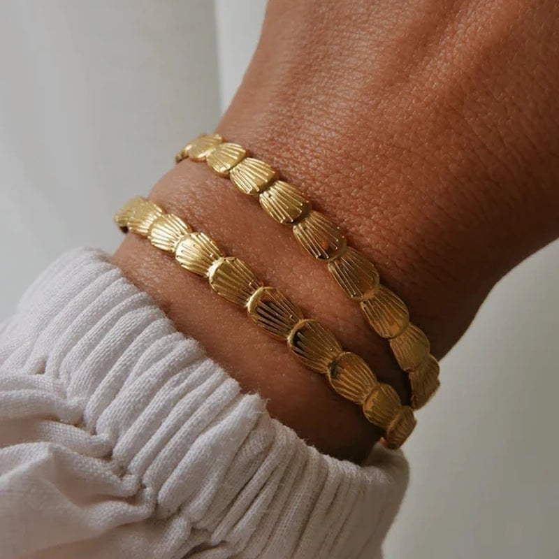 Uworld-Bracelet Ouvert En Acier Inoxydable Plaqué or 18 Carats Pour Hommes Et Femmes, Bijoux De Mode Uniques, Cadeau De Charme Minimaliste
