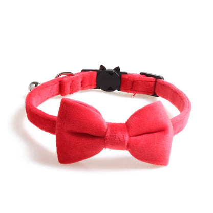 Collier En Velours Solide Avec Cloche Pour Chat, Nministériels D Papillon, Accessoire De Sécurité Réglable Pour Chiot, Chihuahua