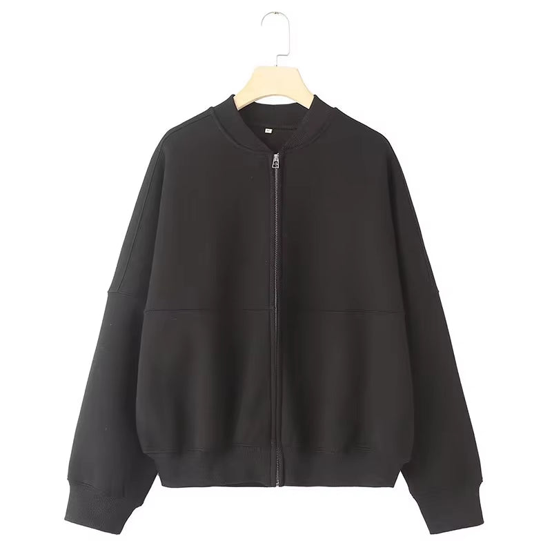 2024 Femme Solide Pantalon Ensemble Manches Longues Fermeture Éclair Manteau Haut + Taille Élastique À Lacets Sauvage Trajet Femme Jambe Large Pantalon Long