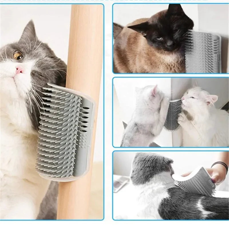 Brosse D'Angle Pour Chat, Peigne De Massage Pour Arc De Chat, Grattoir En Plastique, Élimine Les Cheveux, Toilettage Avec Herbe-Aux-Chats, Autonettoyant, Fourniture Pour Chat