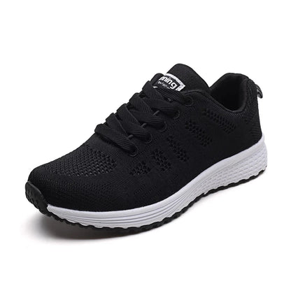 Femmes Chaussures Décontractées Mode Respirant Marche Maille Chaussures Plates Baskets Femmes Salle De Sport Chaussures Vulcanisées Blanc Chaussures Femme