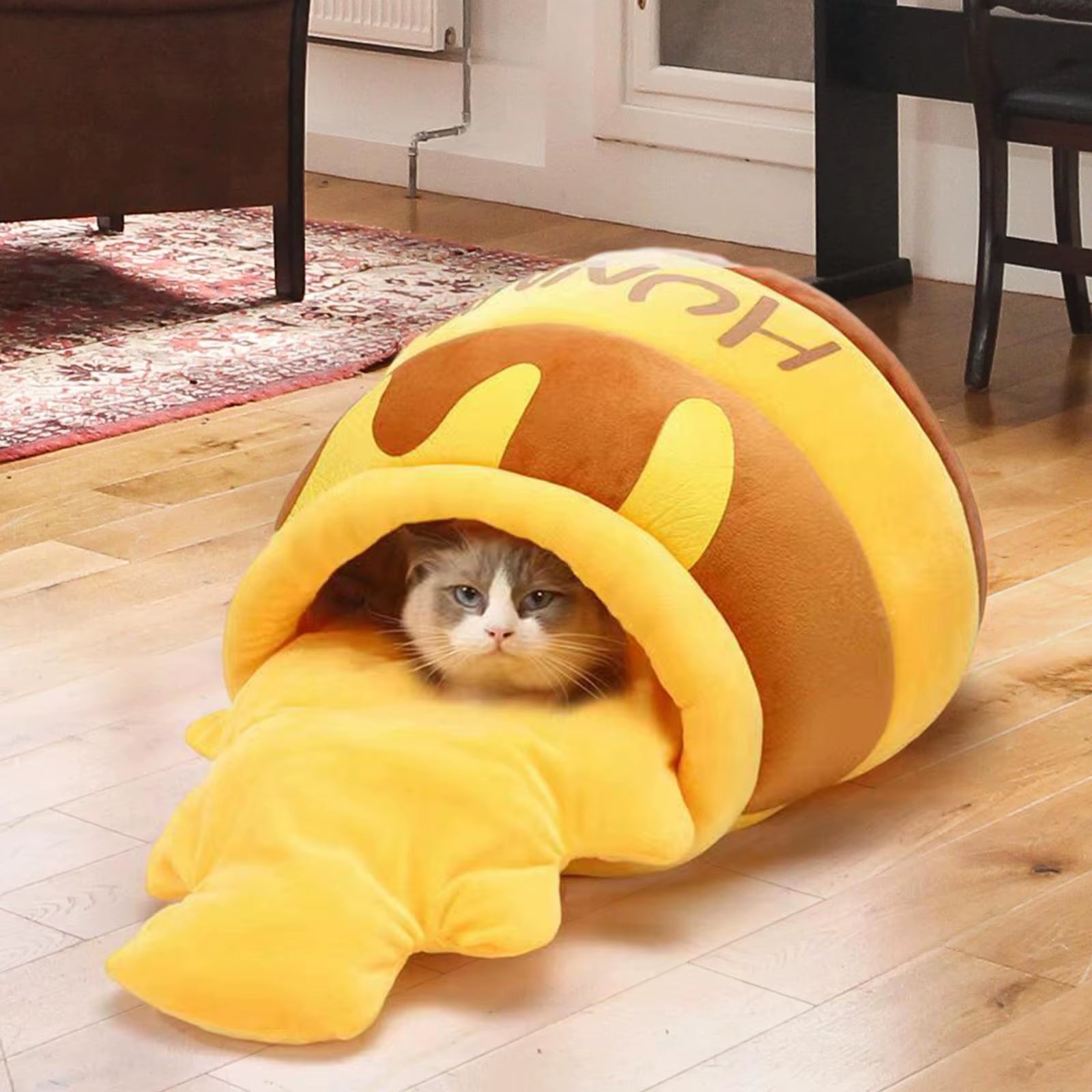 Lit Chaud Et Confortable Pour Chat, Accent De Chenil Pour Animal De Compagnie, Doux Et Perfectionné, Coussin Non Ald, Dessin Animé Astronomique, Maison Lavable, Pot De Miel, Diversification