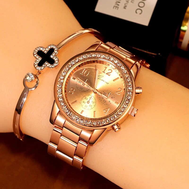 Montres Pour Femmes Genève Classique Luxe Montre Strass Femmes Montres Dames Mode or Montre Horloge Reloj Mujer Montre Femme