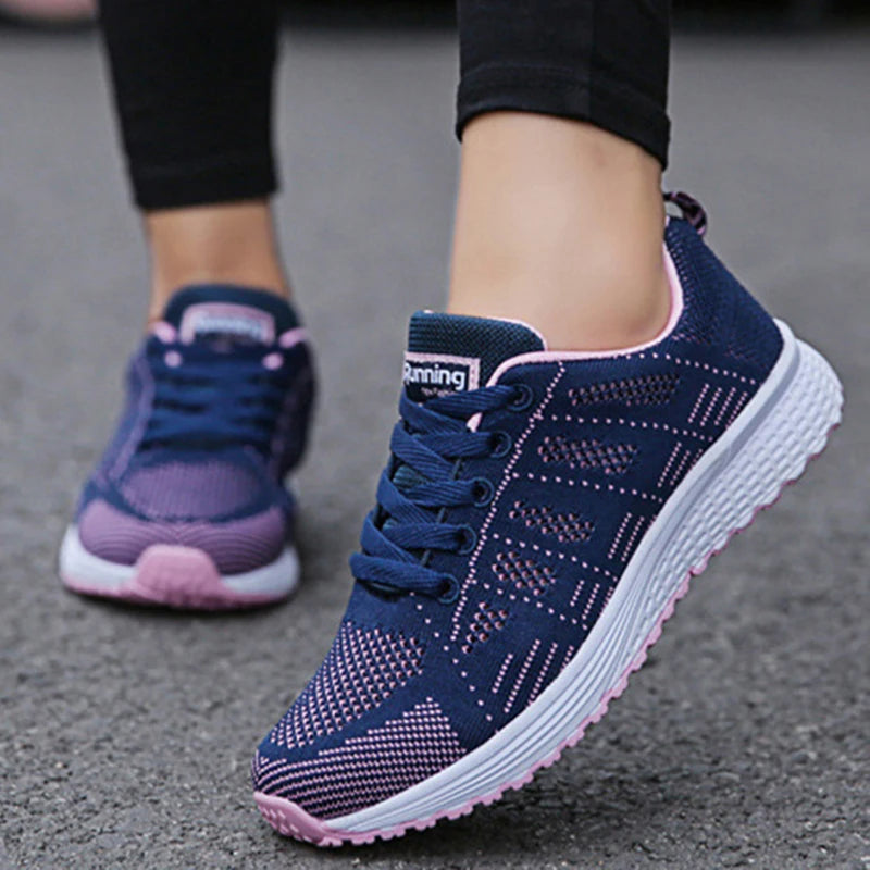 Femmes Chaussures Décontractées Mode Respirant Marche Maille Chaussures Plates Baskets Femmes Salle De Sport Chaussures Vulcanisées Blanc Chaussures Femme
