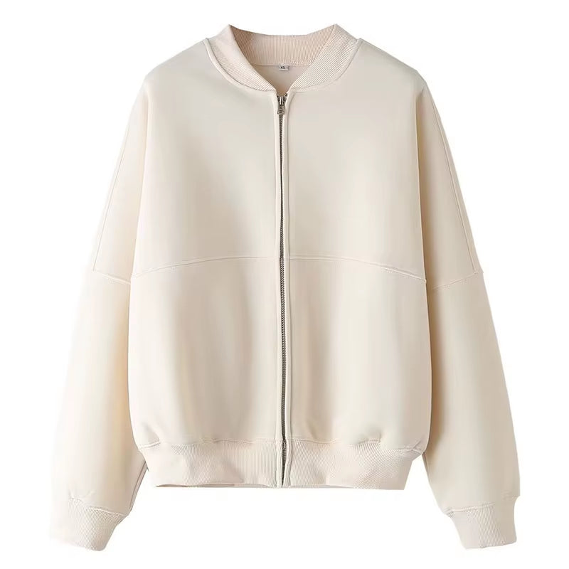 2024 Femme Solide Pantalon Ensemble Manches Longues Fermeture Éclair Manteau Haut + Taille Élastique À Lacets Sauvage Trajet Femme Jambe Large Pantalon Long