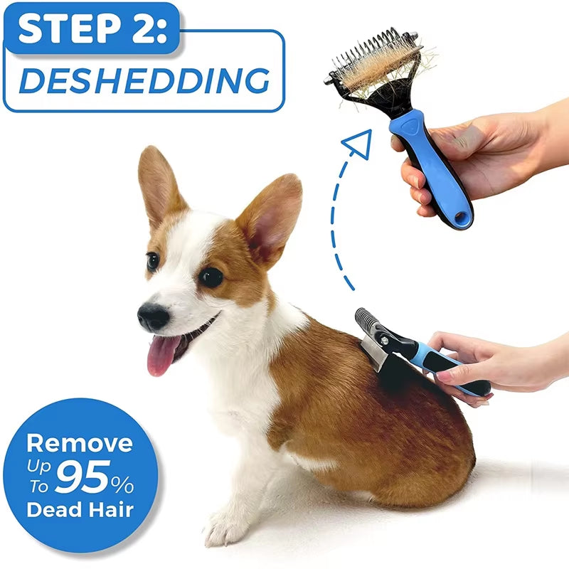 Outil De Nettoyage De Toilettage Pour Animaux De Compagnie 2 En 1, Outil De Perte D'Animaux, Combinaison D'Épilation À Nœud Ouvert, Peigne D'Épilation Pour Chats Et Chiens