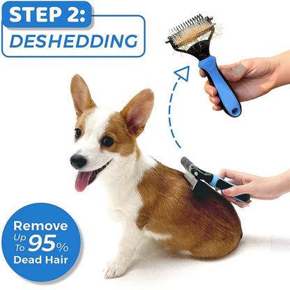 Outil De Nettoyage De Toilettage Pour Animaux De Compagnie 2 En 1, Outil De Perte D'Animaux, Combinaison D'Épilation À Nœud Ouvert, Peigne D'Épilation Pour Chats Et Chiens