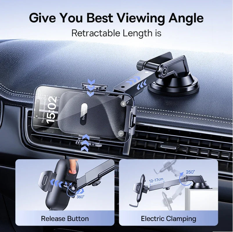 Baseus Support De Téléphone De Voiture Ventouse Pour Tableau De Bord Pare-Brise Support De Téléphone Portable De Voiture Pince Pour Iphone Pro Xiaomi Huawei Samsung