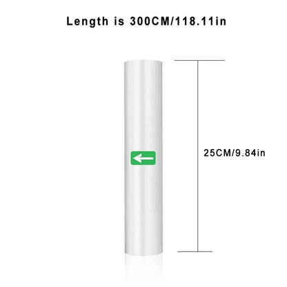 Sacs Scellés Sous Vide Pour Aliments, Rouleaux De Sacs Économiseurs D'Aliments, Sac D'Emballage Sous Vide Domestique, Sacs De Stockage Sous Vide Pour Scelleuse, 1 Rouleau, 300Cm