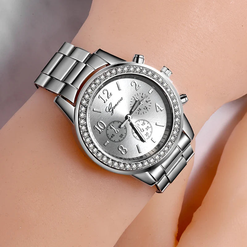 Montres Pour Femmes Genève Classique Luxe Montre Strass Femmes Montres Dames Mode or Montre Horloge Reloj Mujer Montre Femme