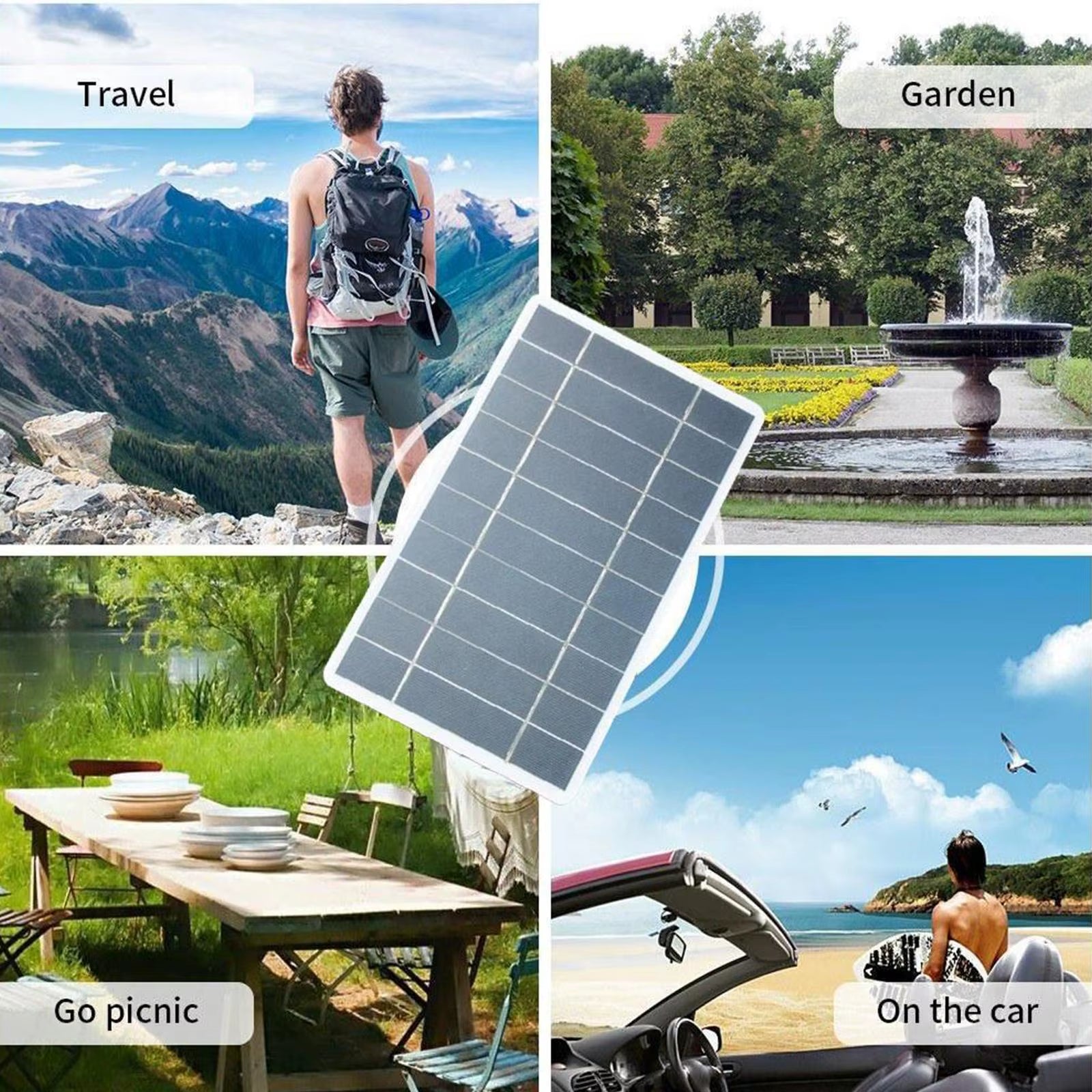 Panneau Solaire Portable 5V 2W, Plaque Solaire Avec Charge Sûre USB, Stabilisation Du Chargeur De Batterie Pour Batterie Externe, Téléphone, Camping En Plein Air, Maison