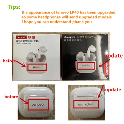 Original  LP40 Casque Sans Fil TWS Bluetooth Écouteurs Contrôle Tactile Sport Casque Stéréo Écouteurs Pour Téléphone Android