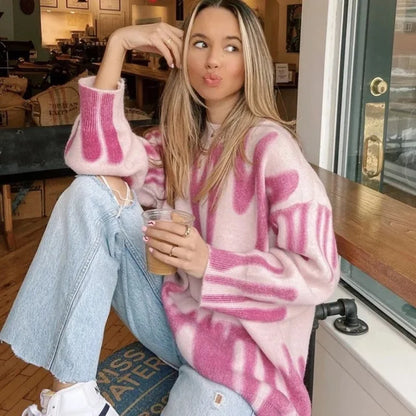 Pull Rayé Vert Pour Femme, Long, Élégant, Chaud, Streetwear, Collection Hiver 2022