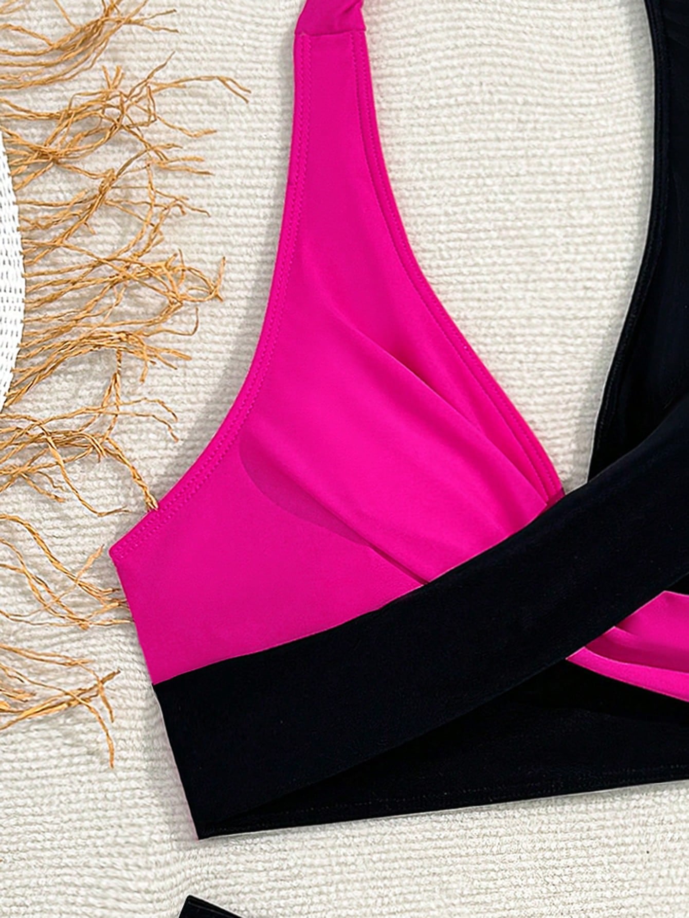 Slayr plus Size Beachwear Set with Color Block Halter Neck Bikini and Bottom, Summer,Summer Beach
