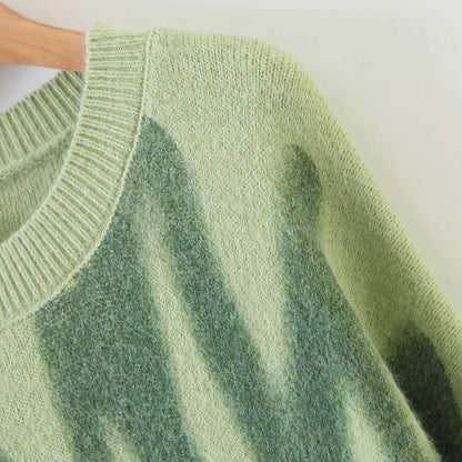 Pull Rayé Vert Pour Femme, Long, Élégant, Chaud, Streetwear, Collection Hiver 2022