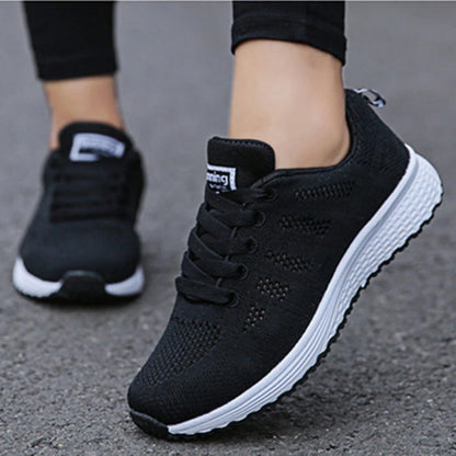 Femmes Chaussures Décontractées Mode Respirant Marche Maille Chaussures Plates Baskets Femmes Salle De Sport Chaussures Vulcanisées Blanc Chaussures Femme