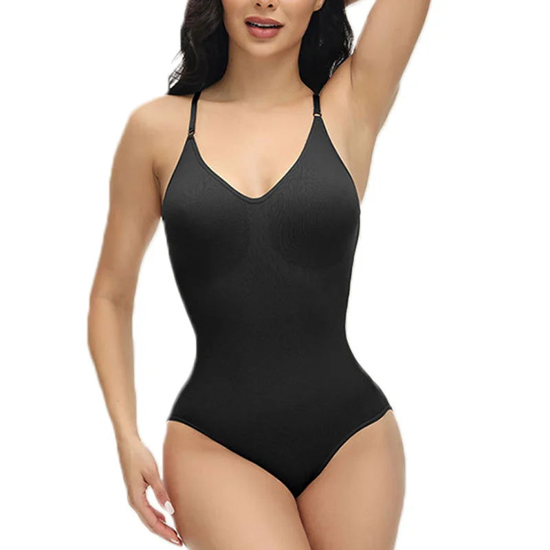 Body À Bretelles Spaghetti Pour Femmes, Col En V, Avec Corps Rembourré, Entrejambe Ouvert, Vêtement Amincissant, Modelant Le Corps, Lisse, Nouvelle Collection