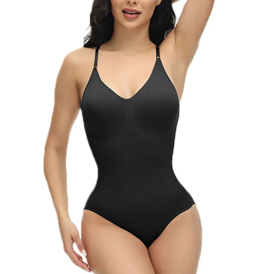 Body À Bretelles Spaghetti Pour Femmes, Col En V, Avec Corps Rembourré, Entrejambe Ouvert, Vêtement Amincissant, Modelant Le Corps, Lisse, Nouvelle Collection