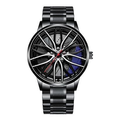 Cool Et Cool Mode Acier Inoxydable Hommes Montre-Bracelet À Quartz Cadran Sport Voiture Jante Roue Moyeu Montre Affaires Luxe Montres-Bracelets