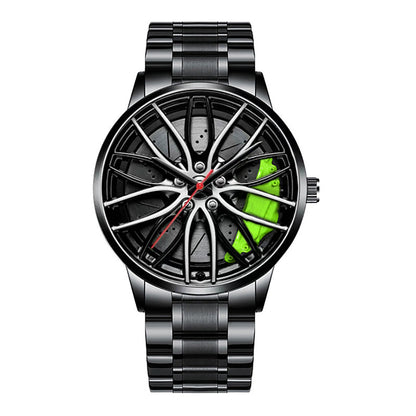 Cool Et Cool Mode Acier Inoxydable Hommes Montre-Bracelet À Quartz Cadran Sport Voiture Jante Roue Moyeu Montre Affaires Luxe Montres-Bracelets