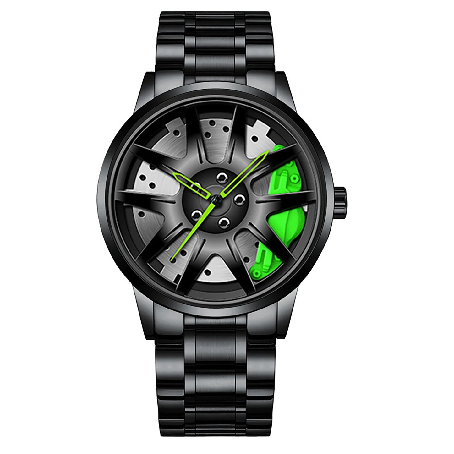Cool Et Cool Mode Acier Inoxydable Hommes Montre-Bracelet À Quartz Cadran Sport Voiture Jante Roue Moyeu Montre Affaires Luxe Montres-Bracelets